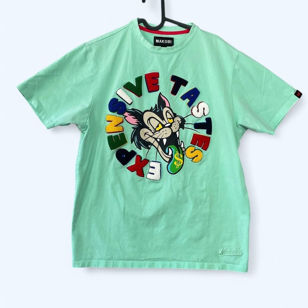 Makobi Y2K Graphic T-Shirt‎ Medium Streetwear Cartoon Logo Tee 90s Urban